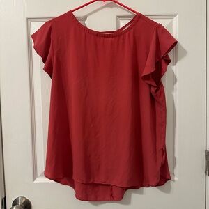 LOFT Pink Ruffle Sleeved Top